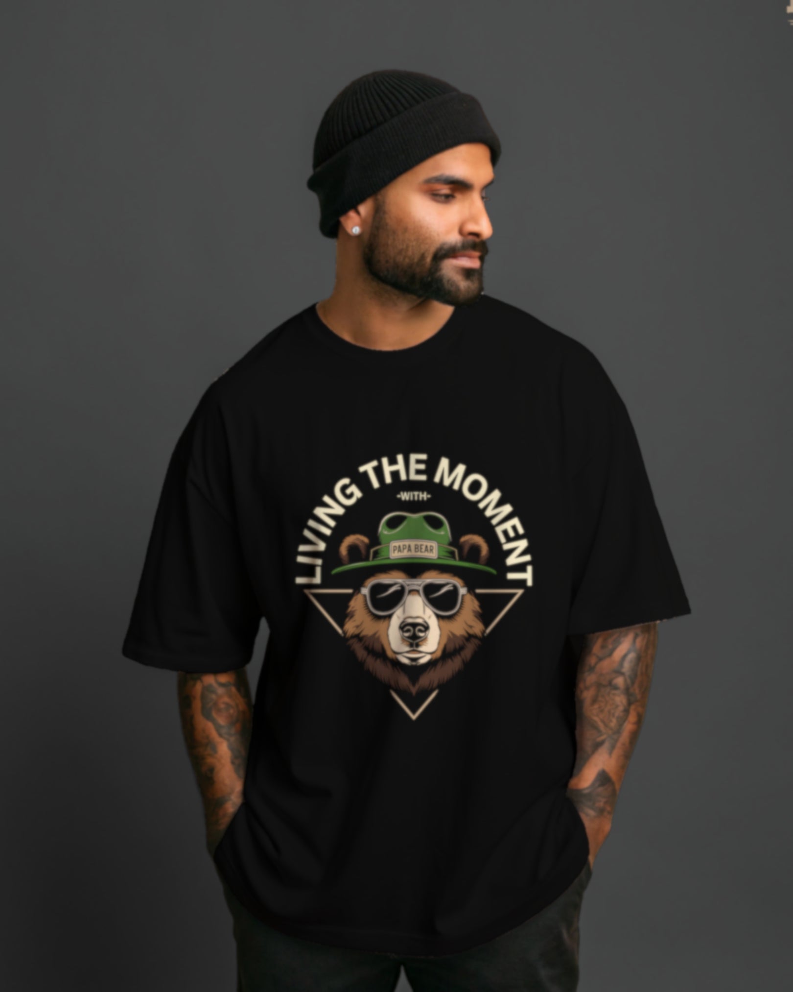 Living the Moment with Papa Bear Oversized T-Shirt