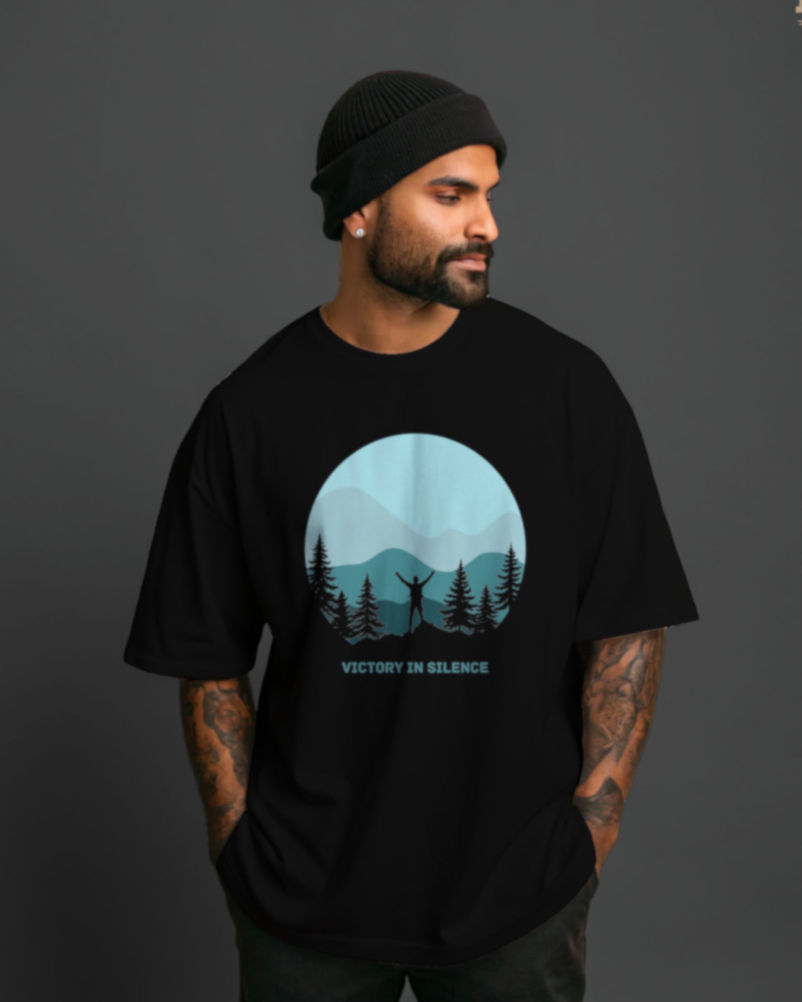 Victory in Silence Minimal Oversized T-Shirt