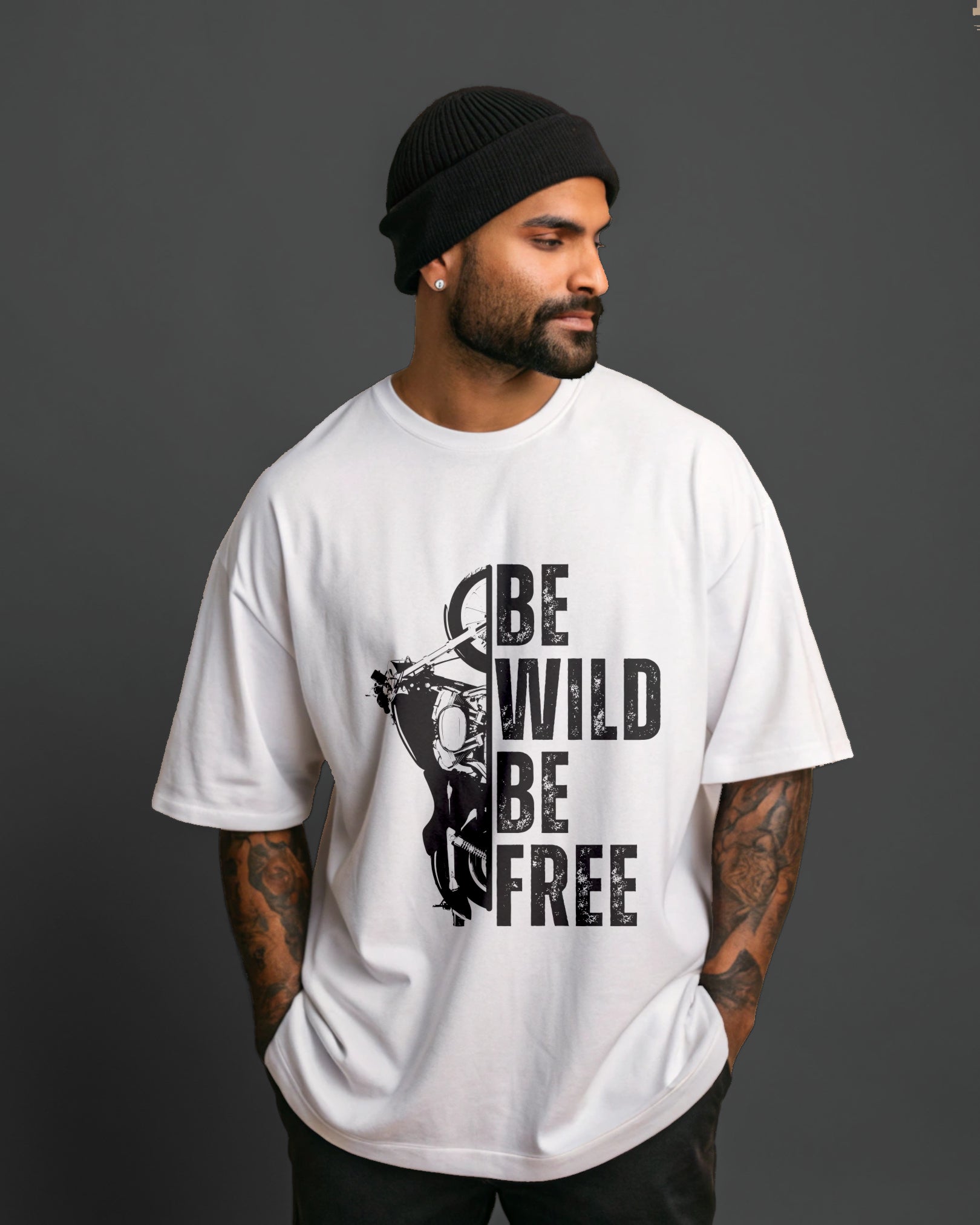 Be Wild Be Free Motivational Oversized T-Shirt