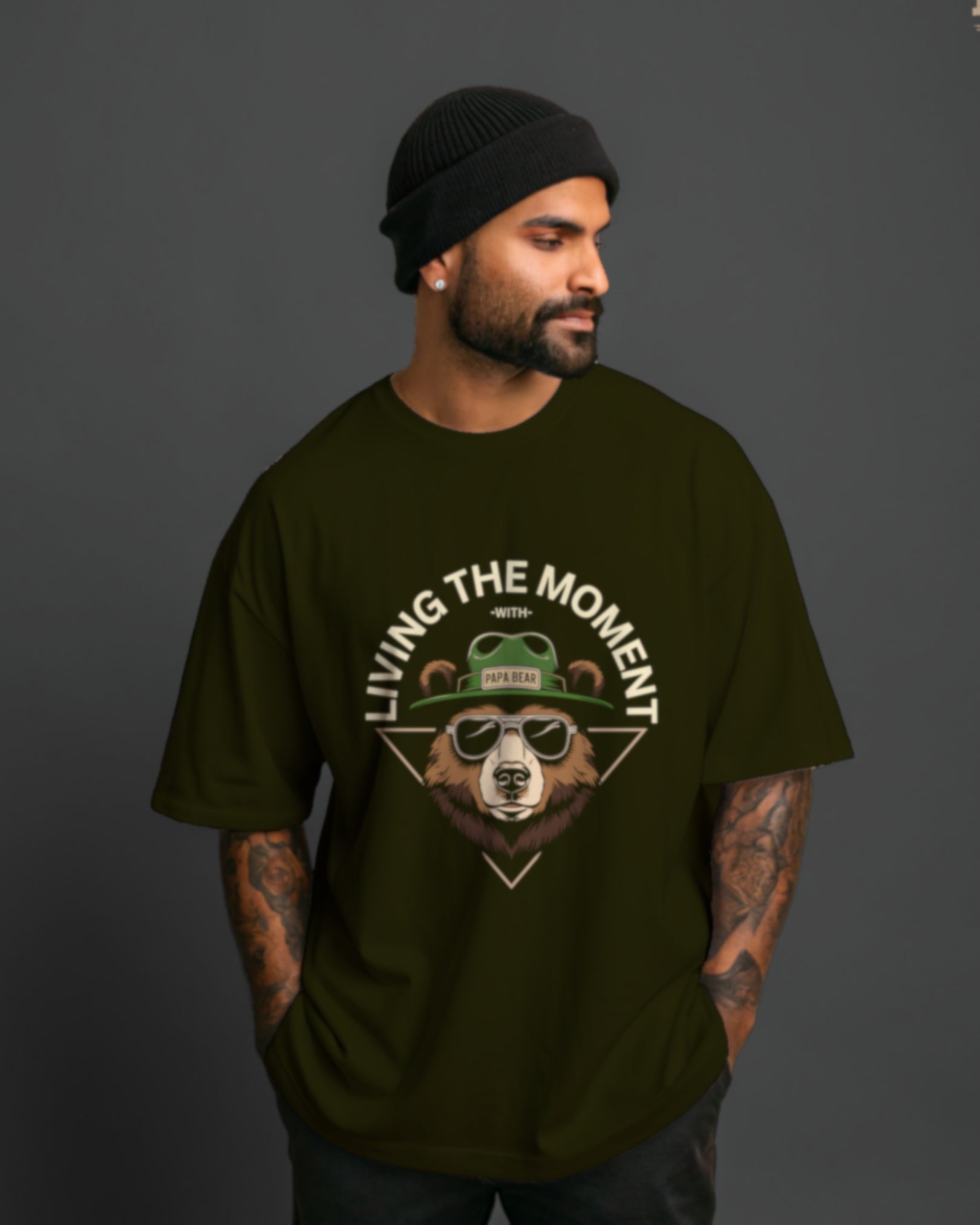 Living the Moment with Papa Bear Oversized T-Shirt