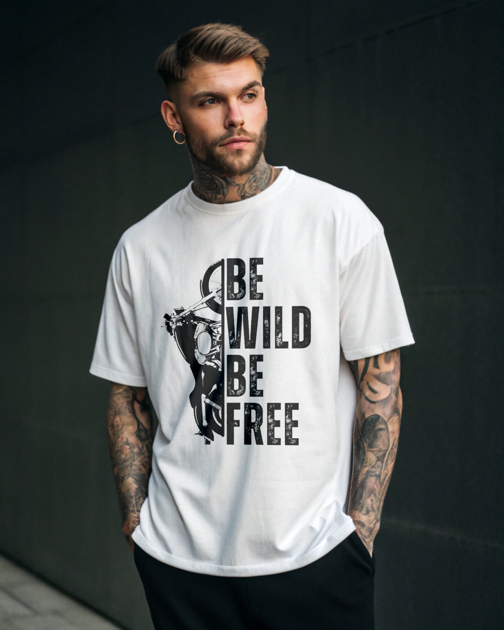 Be Wild Be Free Motivational Oversized T-Shirt