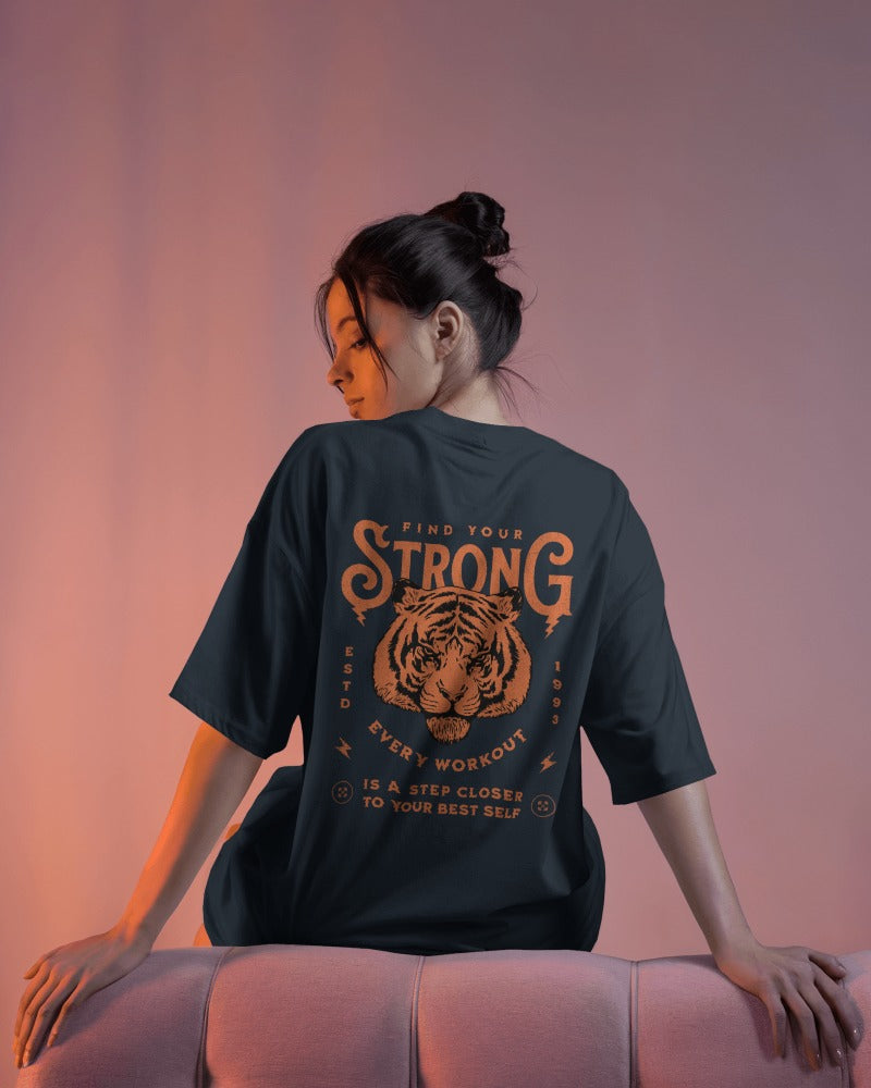 STRONGER EVERY WORKOUT MOTIVATIONAL GYM OVERSIZED T-SHIRT