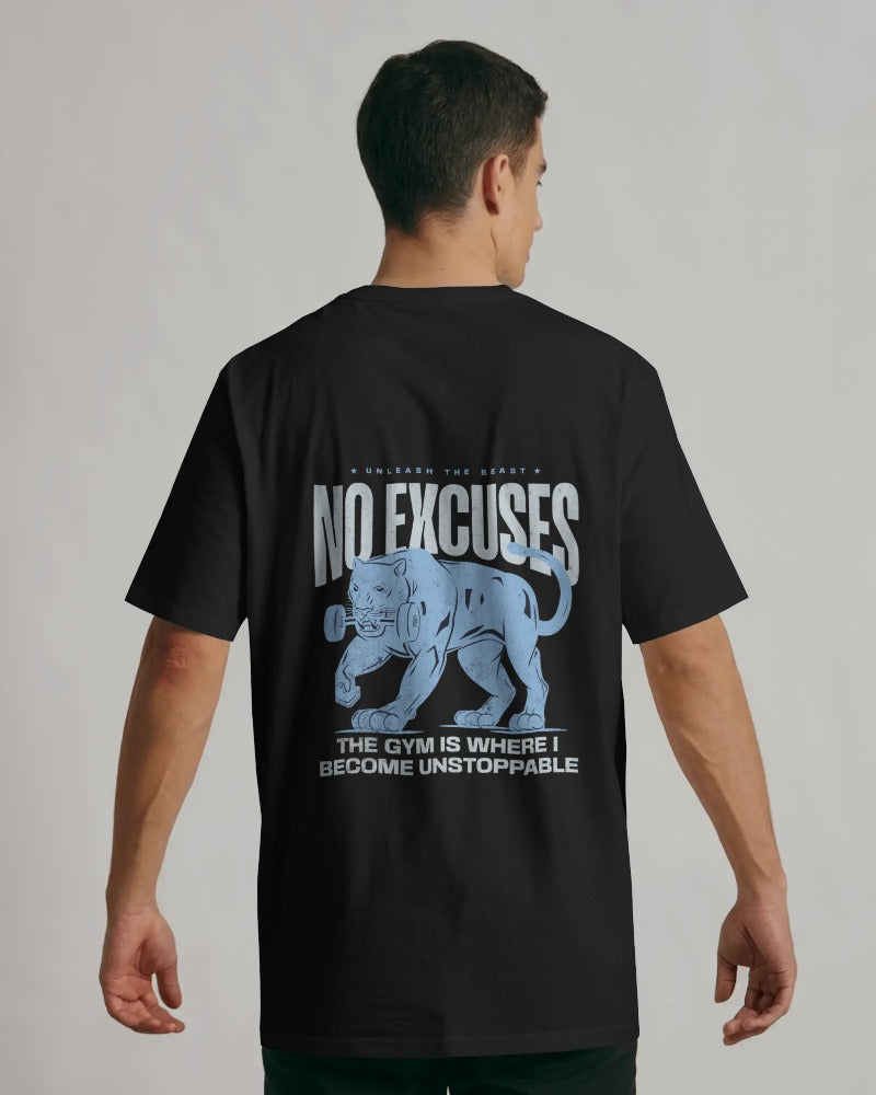 NO EXCUSES MOTIVATIONAL GYM OVERSIZED T-SHIRT