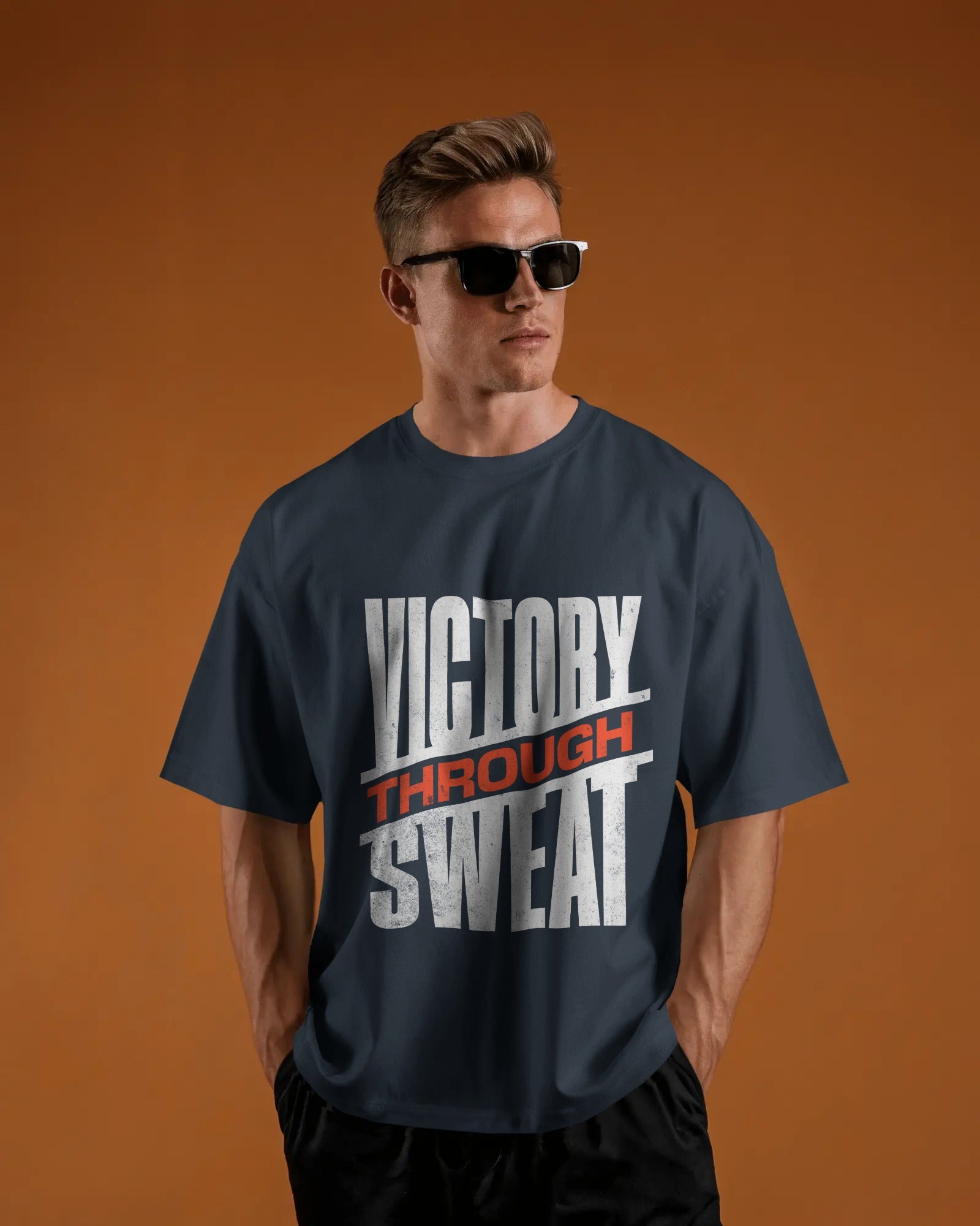 VICTORY THROUGH SWEAT GYM OVERSIZED T-SHIRT