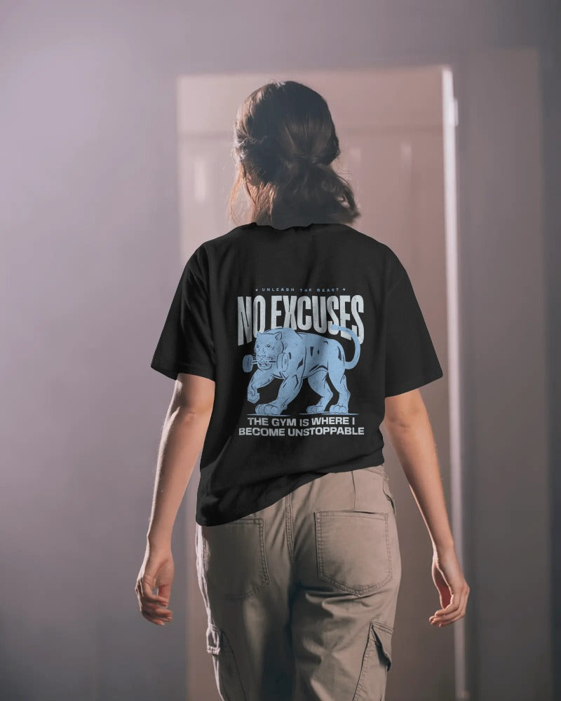 NO EXCUSES MOTIVATIONAL GYM OVERSIZED T-SHIRT