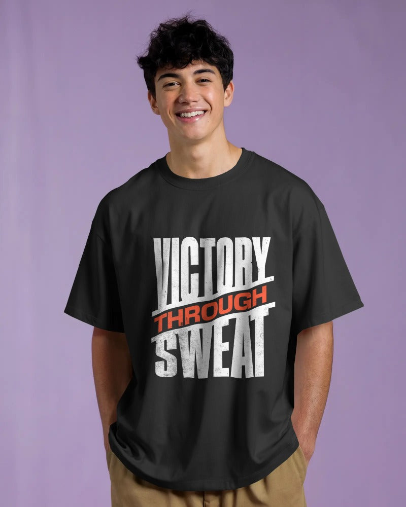 VICTORY THROUGH SWEAT GYM OVERSIZED T-SHIRT