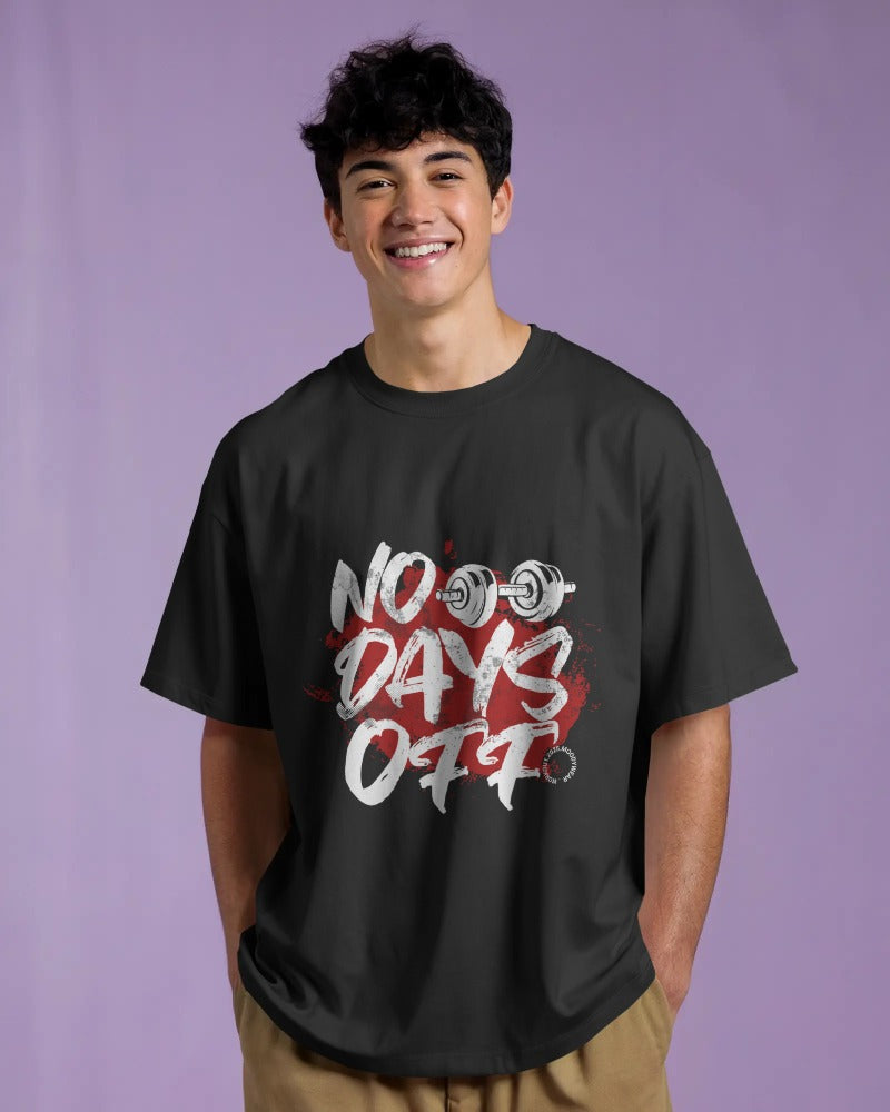 NO DAYS OFF GYM BARBELL OVERSIZED T-SHIRT