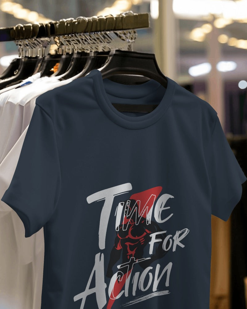 TIME FOR ACTION MOTIVATIONAL GYM OVERSIZED T-SHIRT